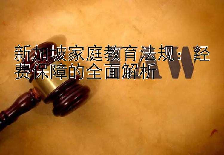 新加坡家庭教育法规：经费保障的全面解析