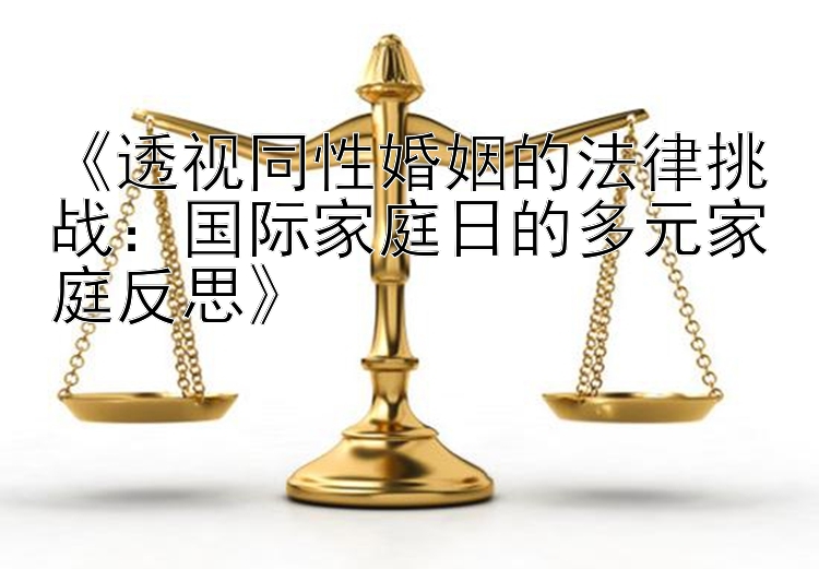 《透视同性婚姻的法律挑战：国际家庭日的多元家庭反思》