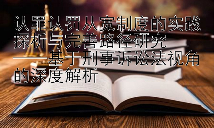 认罪认罚从宽制度的实践探析与完善路径研究  
——基于刑事诉讼法视角的深度解析